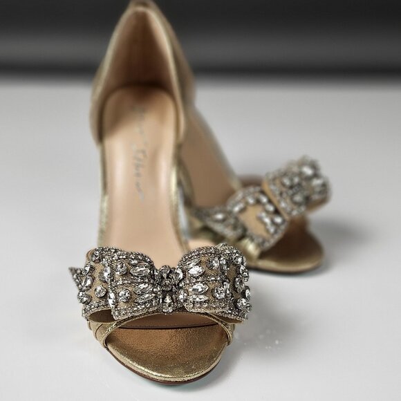 Betsey Johnson SB-LNDN GOLD Formal Heel Silver Rhinestones Princess Core - Picture 5 of 15